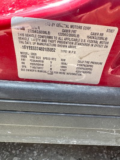 2008 Cadillac SRX Location - GM - Row 34 - Stock # H49055