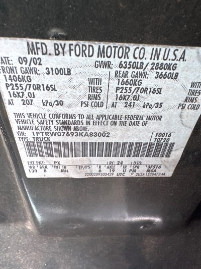 2003 Ford F-150 Location - Large Trucks & Vans - Row 27 - Stock # H49207