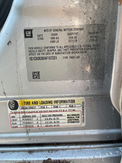 2010 Chevrolet Malibu Location - GM - Row 39 - Stock # H49326