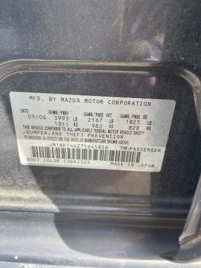 2007 Mazda MAZDA3 Location - Imports - Row 8 - Stock # H49357