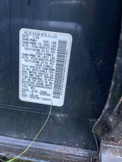 2006 Nissan Murano Location - Imports - Row 23 - Stock # H49265