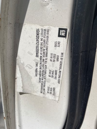 2001 Cadillac Deville Location - GM - Row 39 - Stock # H49318