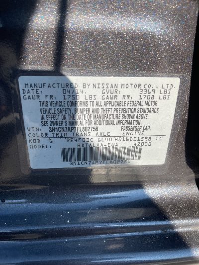2015 Nissan Versa Location - Imports - Row 4 - Stock # H49373