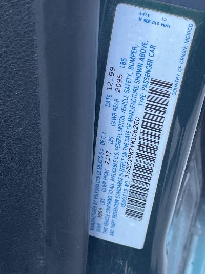 2000 Volkswagen Jetta Location - Imports - Row 4 - Stock # H49377