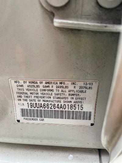 2004 Acura TL Location - Imports - Row 4 - Stock # H49398