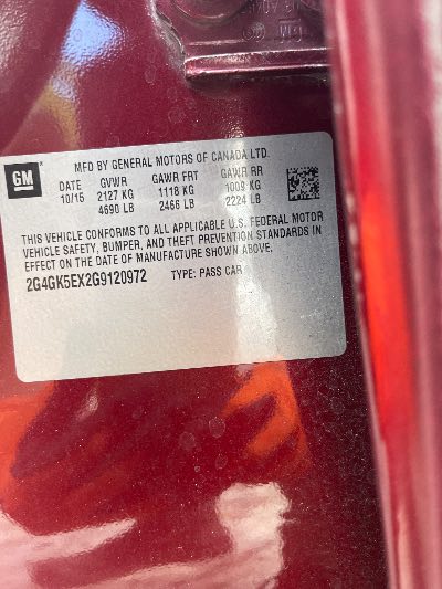 2016 Buick Regal Location - GM - Row 40 - Stock # H49403