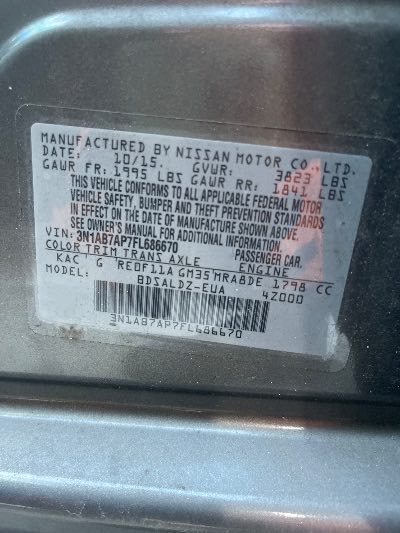 2015 Nissan Sentra Location - Imports - Row 9 - Stock # H49423