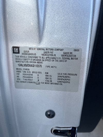 2010 Chevrolet Traverse Location - GM - Row 34 - Stock # H49406