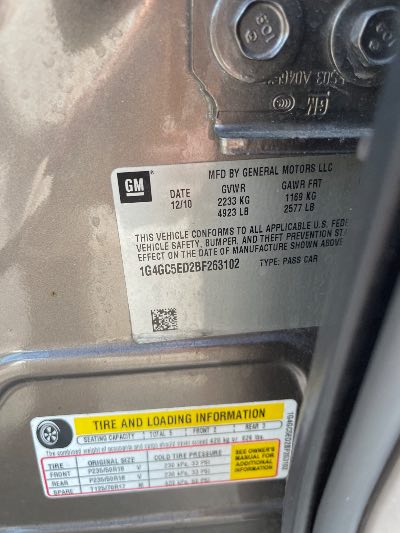 2011 Buick LaCrosse Location - GM - Row 41 - Stock # H49466