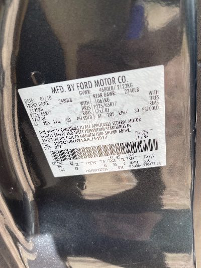 2010 Mercury Mariner Location - Ford - Row 35 - Stock # H49507