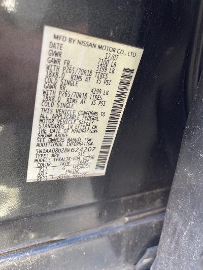 2008 Nissan Armada Location - Large Trucks & Vans - Row 29 - Stock # H49538