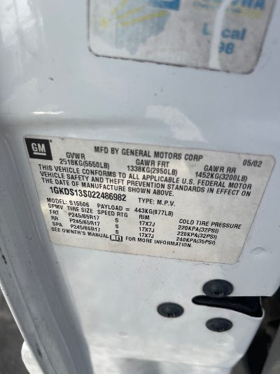 2002 GMC Envoy Location - Large Trucks & Vans - Row 30 - Stock # H49599