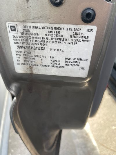 2001 Chevrolet Suburban Location - Large Trucks & Vans - Row 30 - Stock # H49602