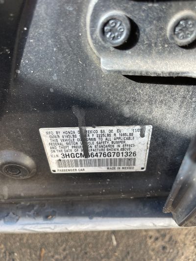 2006 Honda Accord Location - Imports - Row 12 - Stock # H49662