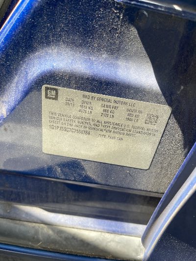 2012 Chevrolet Cruze Location - GM - Row 28 - Stock # H49679