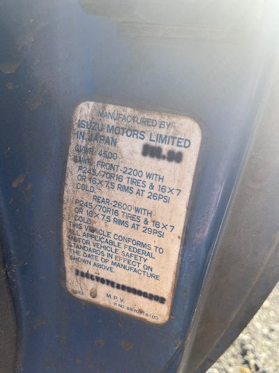 1994 Isuzu Amigo Location - Imports - Row 23 - Stock # H50771