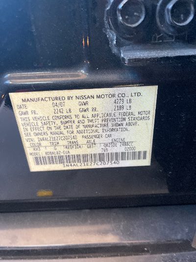 2007 Nissan Altima Location - Imports - Row 3 - Stock # H50768
