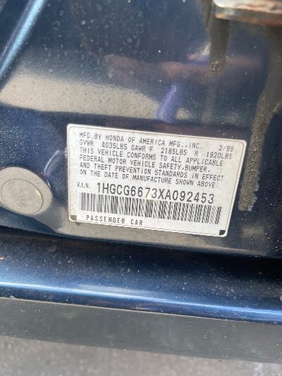 1999 Honda Accord Location - Imports - Row 5 - Stock # H50931