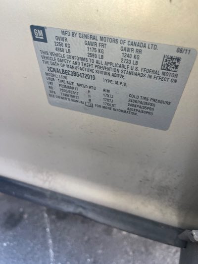 2011 Chevrolet Equinox Location - GM - Row 26 - Stock # H49848