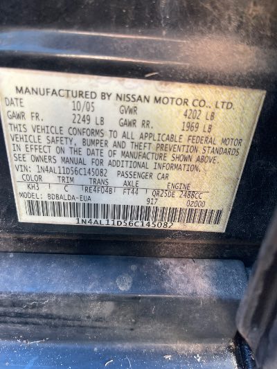 2006 Nissan Altima Location - Imports - Row 44 - Stock # H49829
