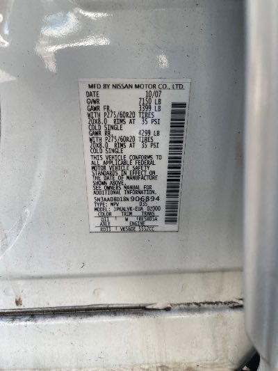 2008 Infiniti QX56 Location - Large Trucks & Vans - Row 17 - Stock # H49938