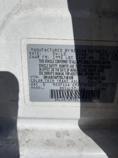 2013 Nissan Sentra Location - Imports - Row 3 - Stock # H49762