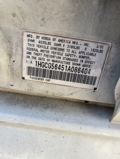 2001 Honda Accord Location - Imports - Row 30 - Stock # H50039