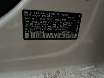 2015 Volkswagen Passat Location - Imports - Row 4 - Stock # H50176