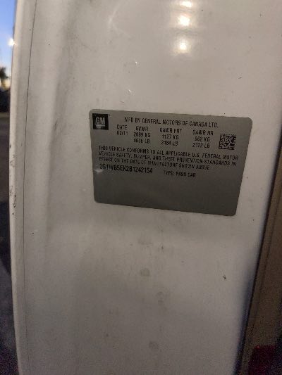 2011 Chevrolet Impala Location - GM - Row 35 - Stock # H50171