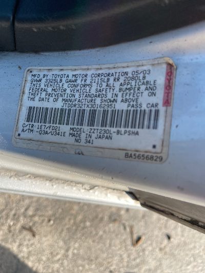 2003 Toyota Celica Location - Imports - Row 4 - Stock # H50208