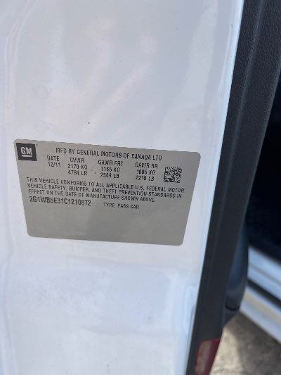 2012 Chevrolet Impala Location - GM - Row 37 - Stock # H50243