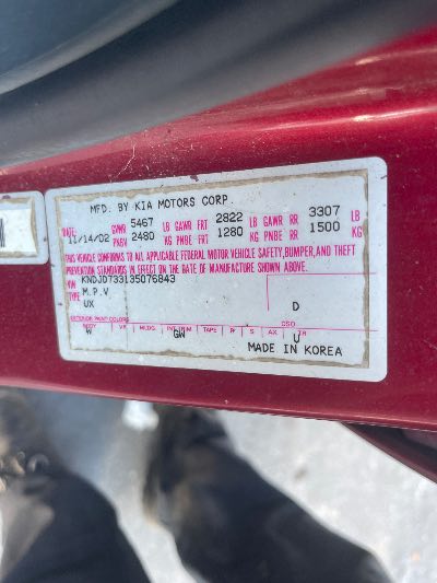 2003 Kia Sorento Location - Imports - Row 7 - Stock # H50265