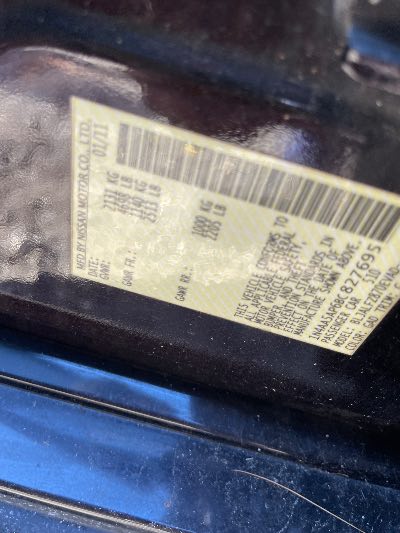 2011 Nissan Maxima Location - Imports - Row 7 - Stock # H50263