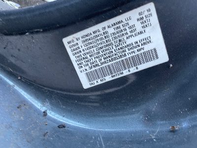 2010 Honda Odyssey Location - Imports - Row 10 - Stock # H50348