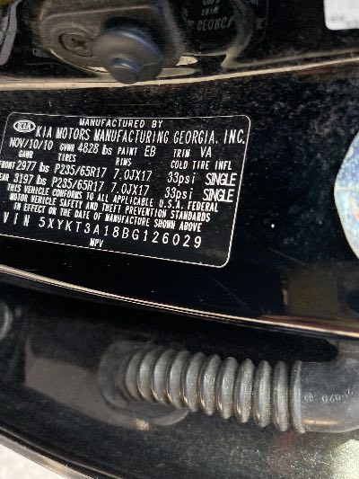 2011 Kia Sorento Location - Imports - Row 9 - Stock # H50323