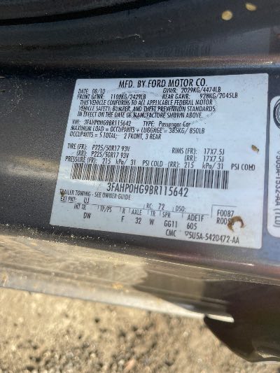 2011 Ford Fusion Location - Ford - Row 31 - Stock # H50411