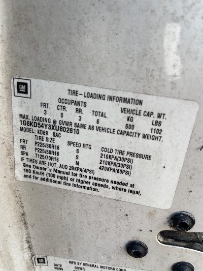 1999 Cadillac Deville Location - GM - Row 38 - Stock # H50484