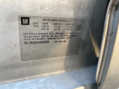2017 Chevrolet Sonic Location - GM - Row 27 - Stock # H50478