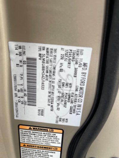 2005 Lincoln Aviator Location - Ford - Row 36 - Stock # H44984