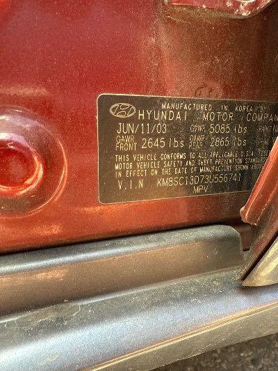 2003 Hyundai Santa Fe Location - Imports - Row 42 - Stock # H47379