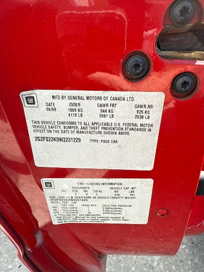 1998 Pontiac Firebird Location - GM - Row 41 - Stock # H48263