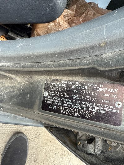 2001 Hyundai Accent Location - Imports - Row 44 - Stock # H48326