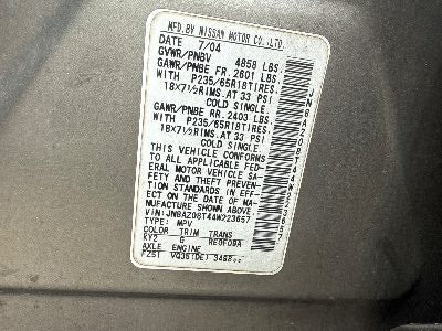 2004 Nissan Murano Location - Imports - Row 4 - Stock # H48470