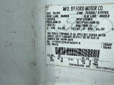 2004 Ford F-150 Location - Large Trucks & Vans - Row 21 - Stock # H48888