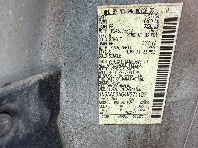 2004 Nissan Titan Location - Large Trucks & Vans - Row 25 - Stock # H48603