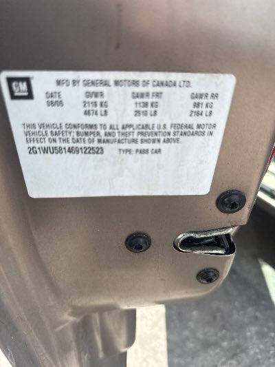 2006 Chevrolet Impala Location - GM - Row 34 - Stock # H49021