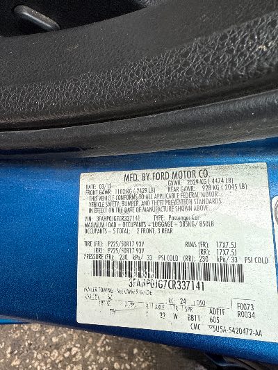 2012 Ford Fusion Location - Ford - Row 29 - Stock # H49105