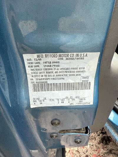 2001 Ford Focus Location - Ford - Row 31 - Stock # H48905