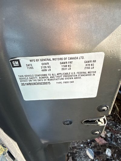 2006 Chevrolet Impala Location - GM - Row 37 - Stock # H49104