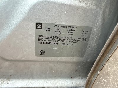 2011 Chevrolet Cruze Location - GM - Row 37 - Stock # H49121